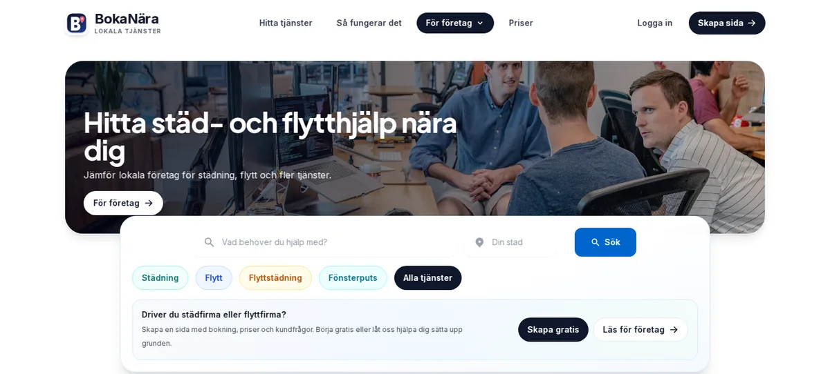 Skärmbild från BokaNära